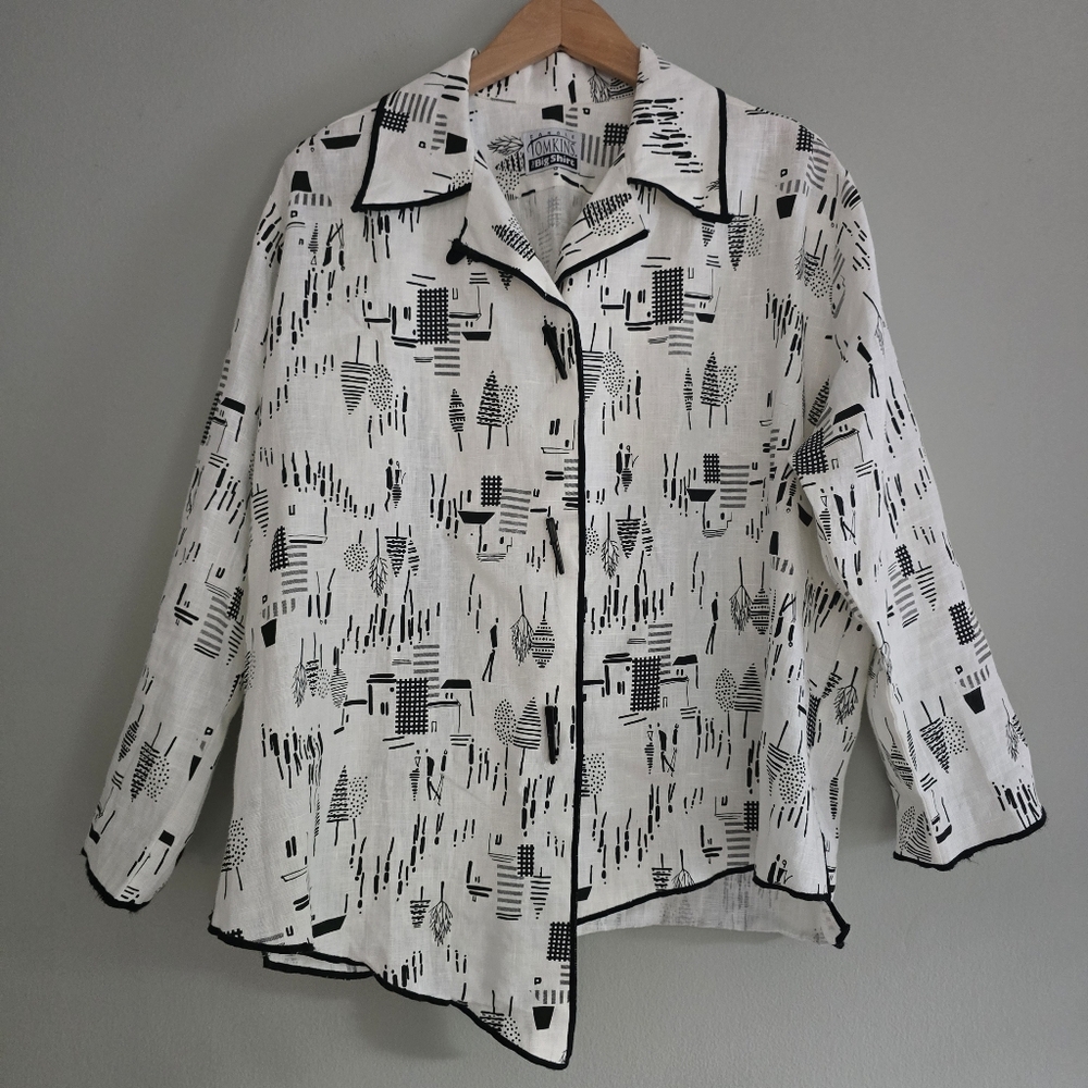 Carole Tomkins The Big Shirt Linen Lagenlook Asymmetrical Top, 0